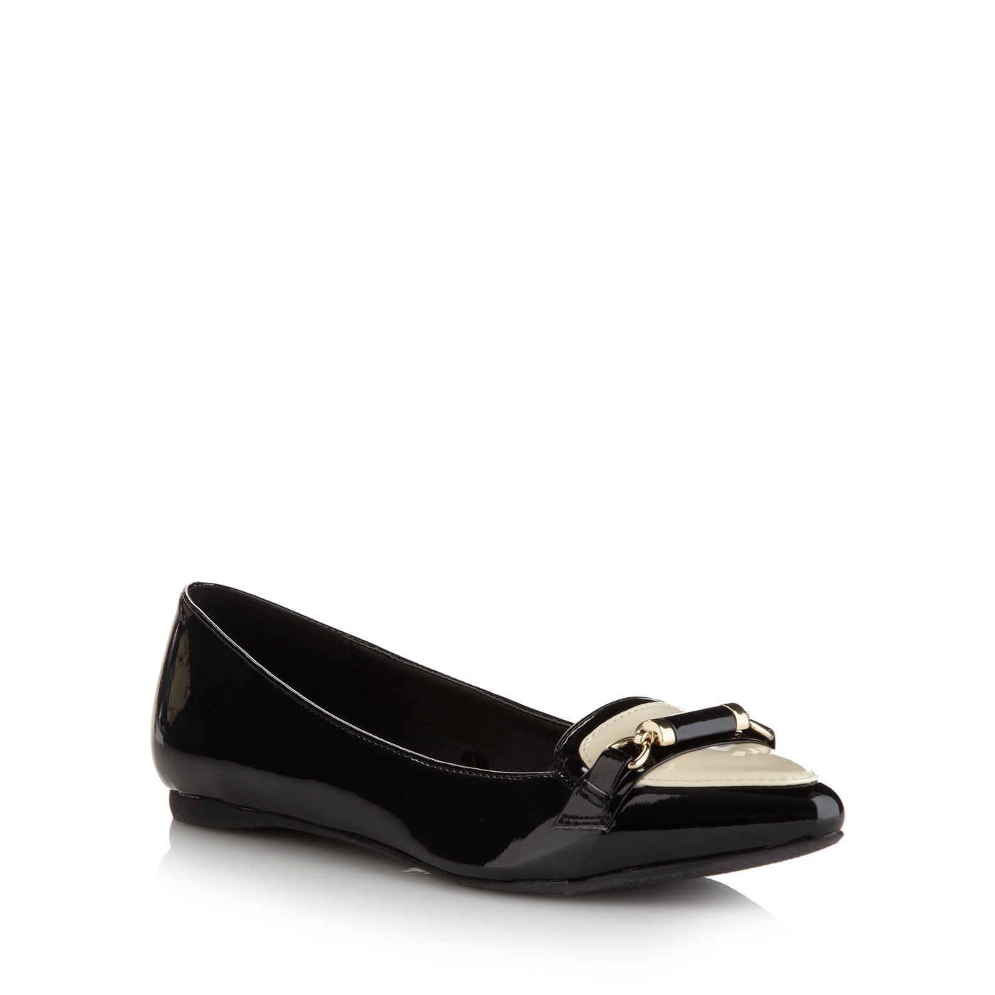 The Collection Black colour block bar trim pumps