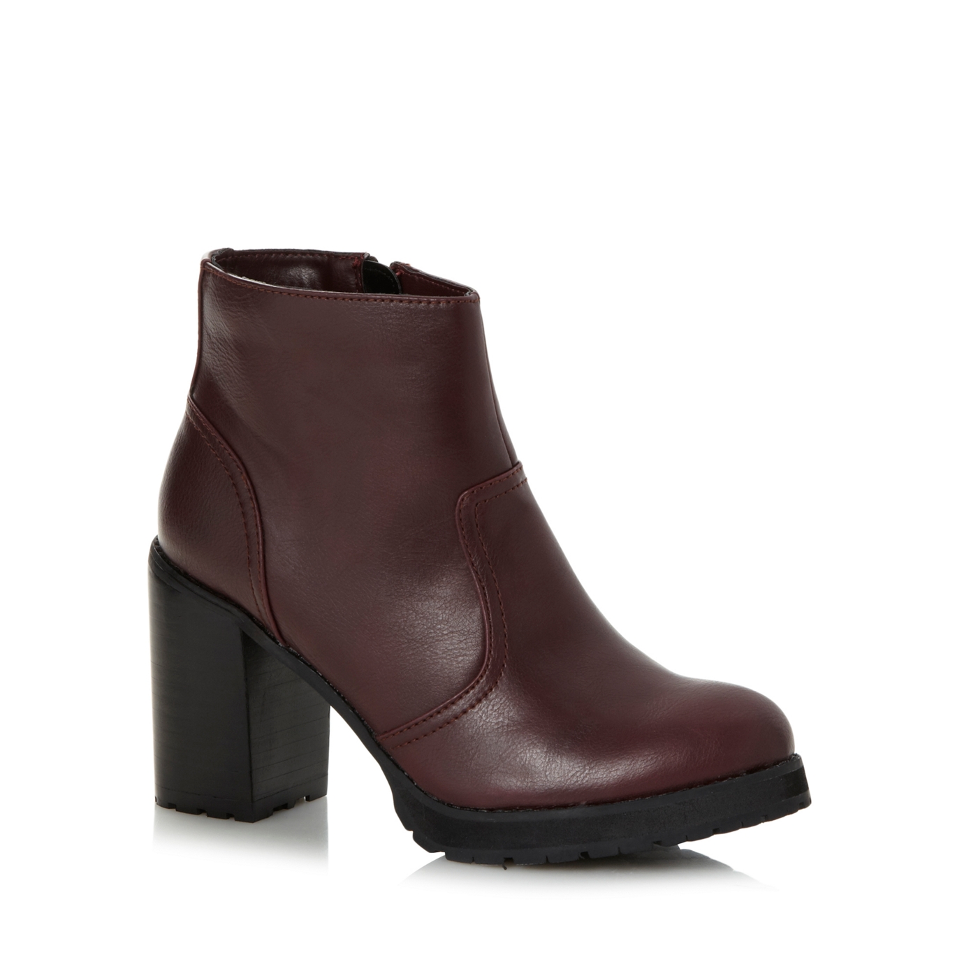 Red Herring Dark red high block heeled ankle boots