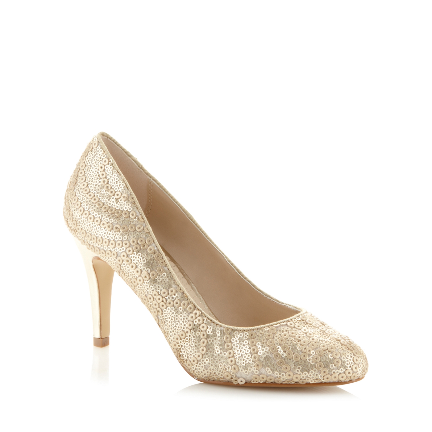 Debut Gold sequin court shoes