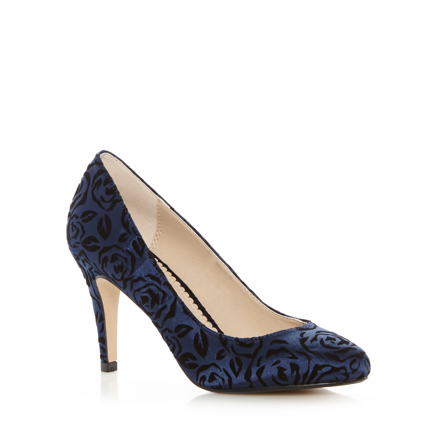 Debut Navy rose textured court shoes