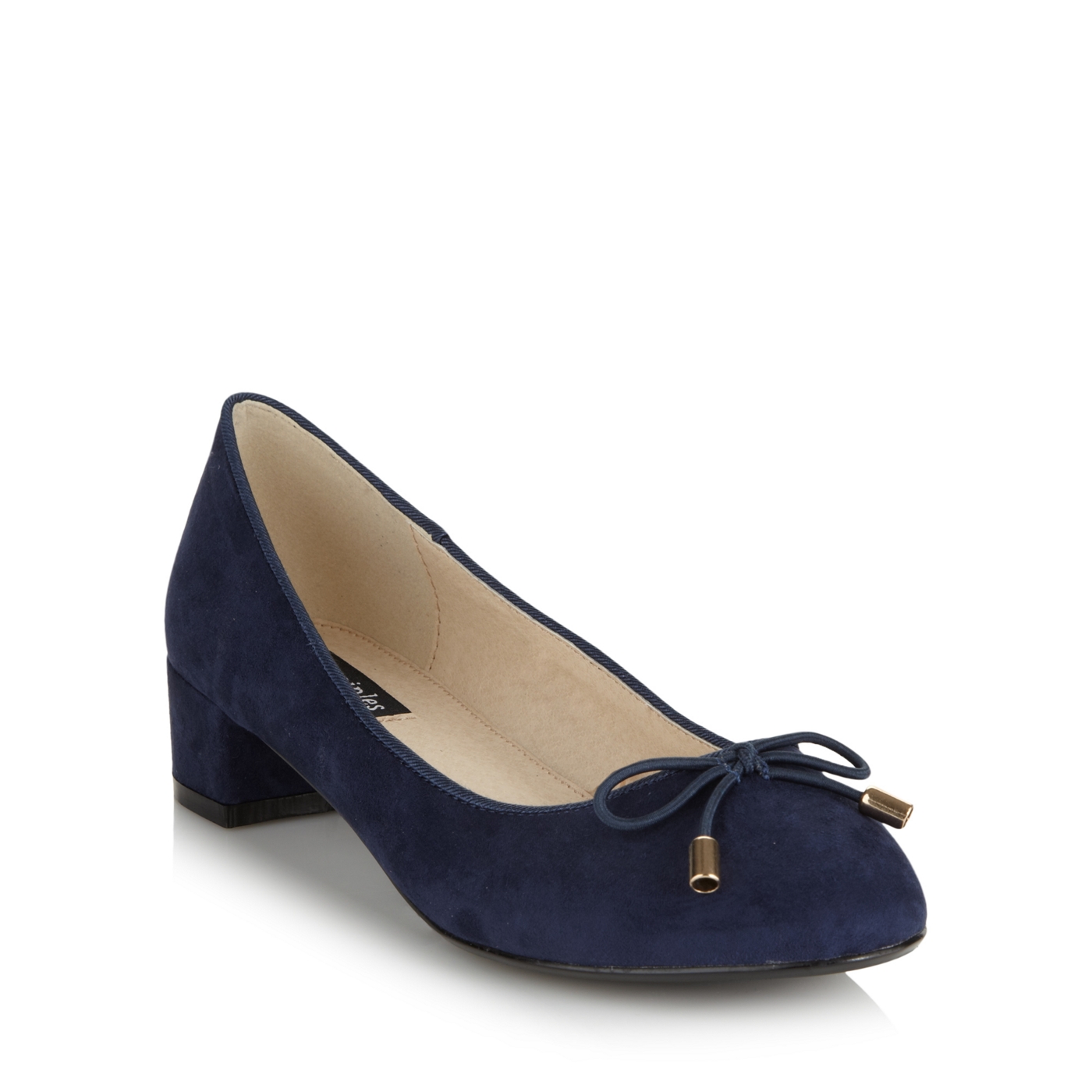 Principles by Ben de Lisi Designer navy velvet block heel pumps