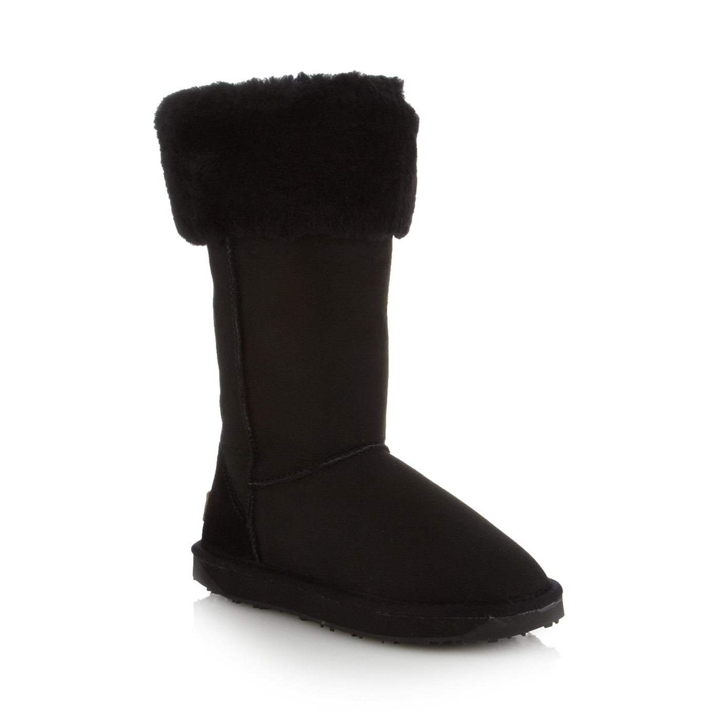 Just Sheepskin Black fold over cuff sheepskin boots