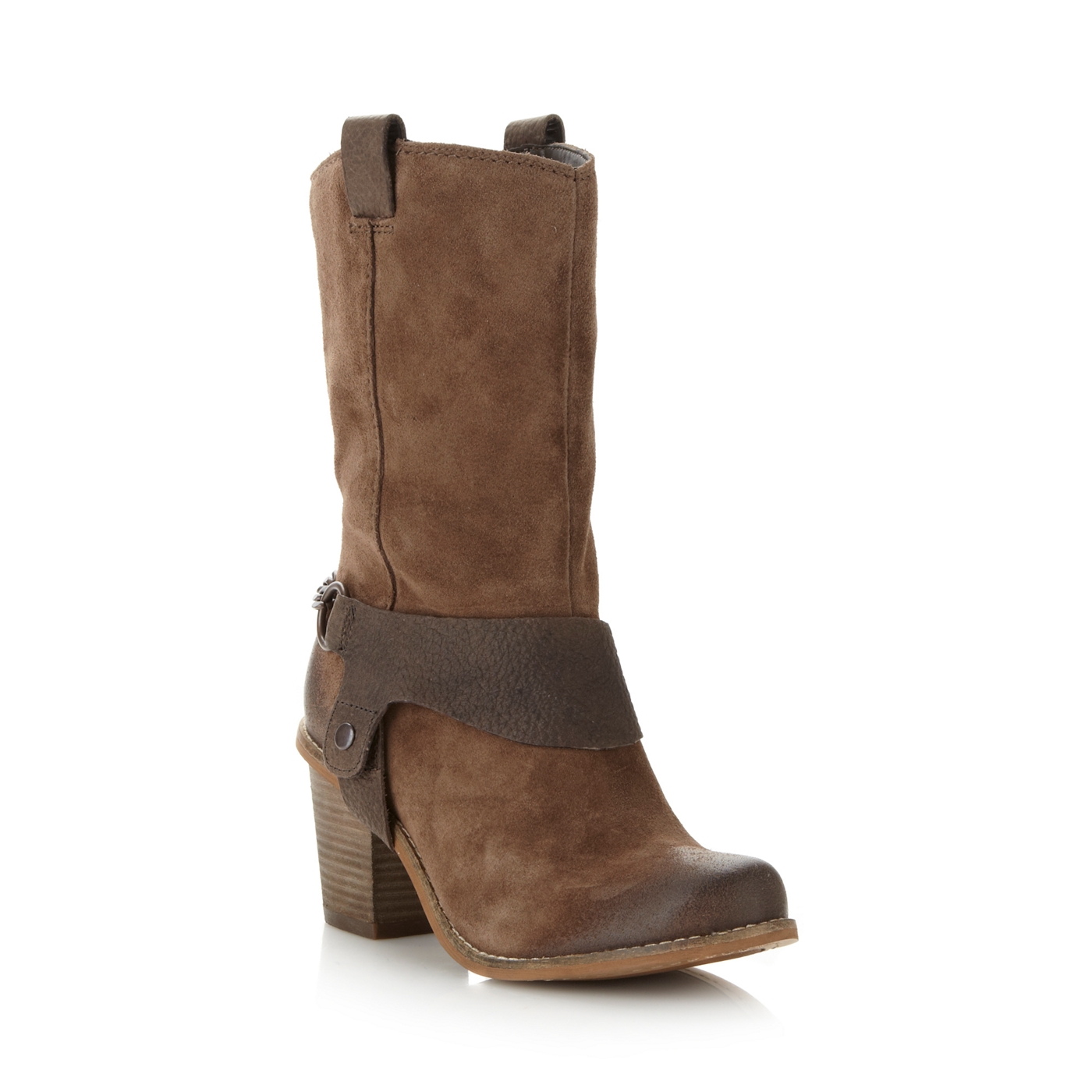 Clarks Brown suede heeled calf boots