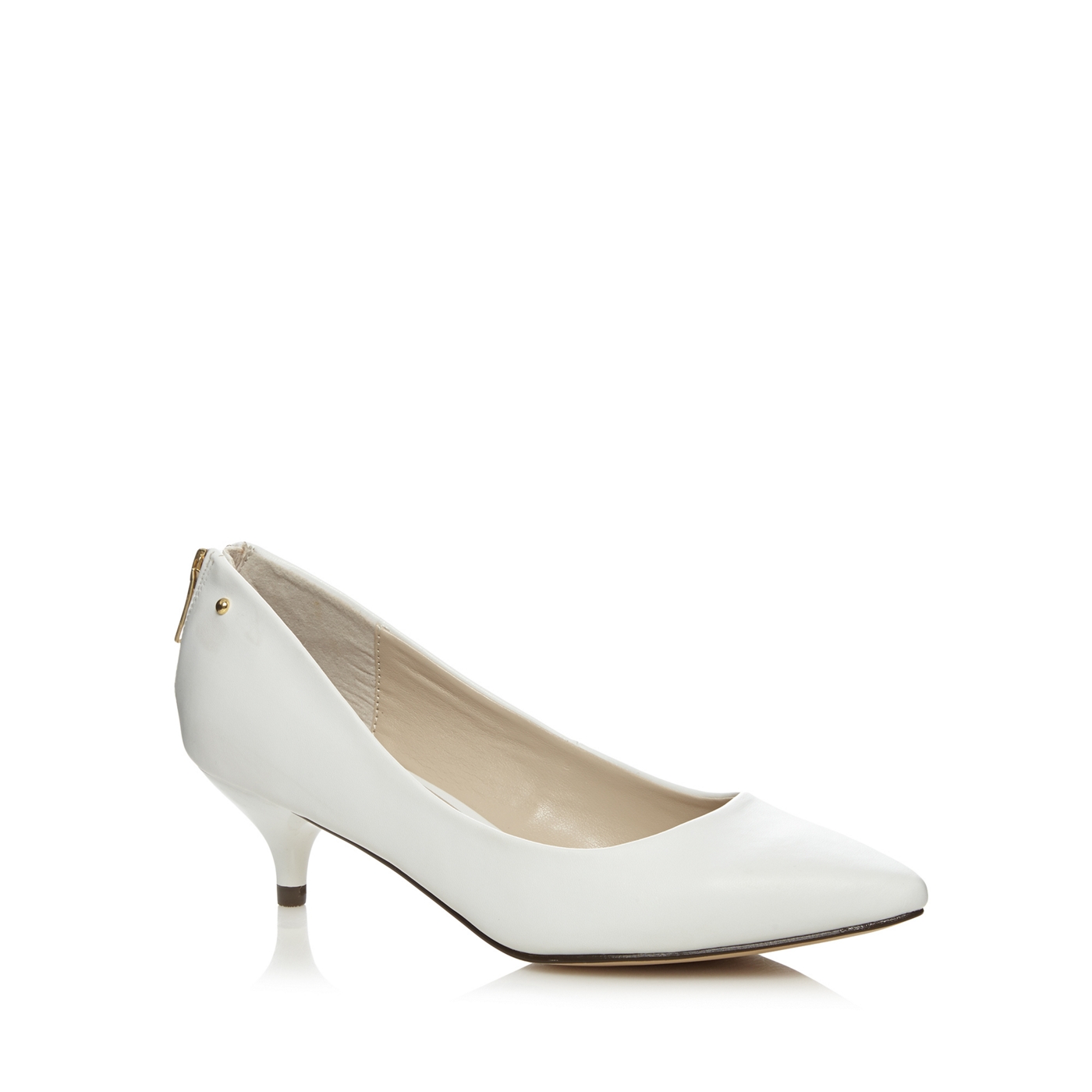 Call It Spring White Uhubitu kitten heel court shoes