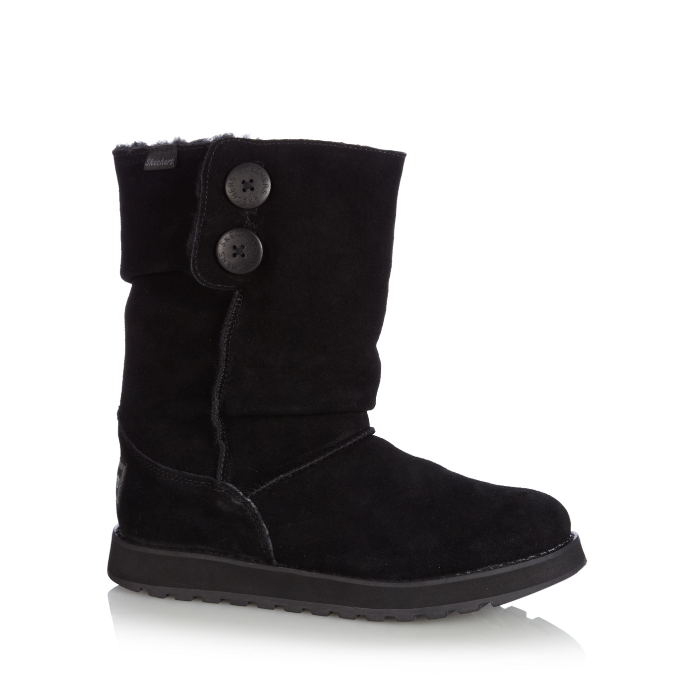 Skechers Black suede faux fur mid calf boots