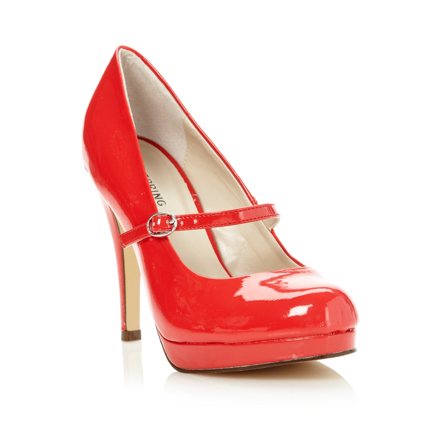 Call It Spring Red faux leather high round toed mary janes