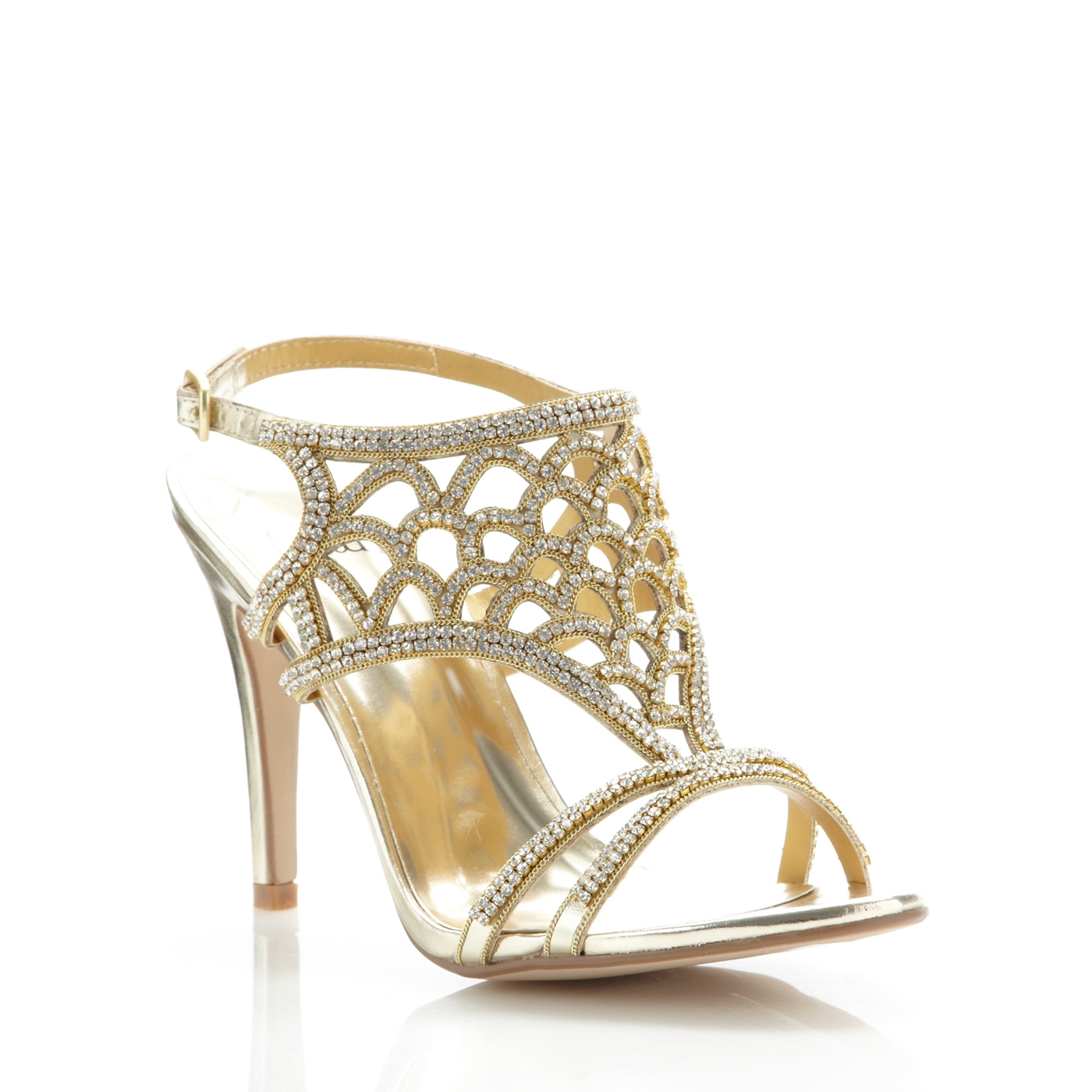 Faith Gold caged diamante high sandals