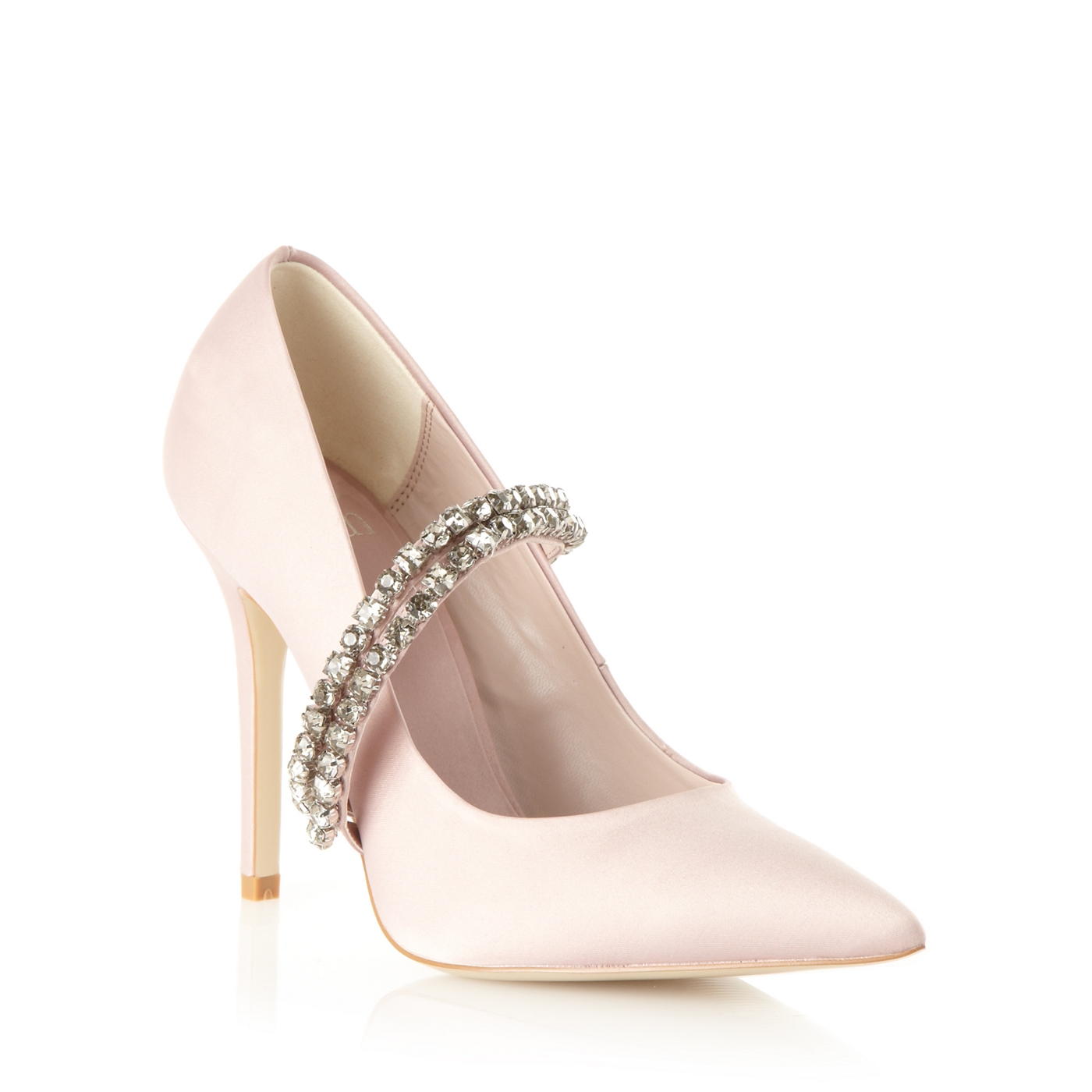 Faith Pale pink satin beaded high court shoes