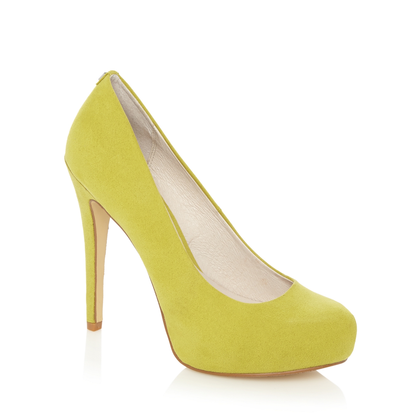 Faith Lime suedette platform court shoes