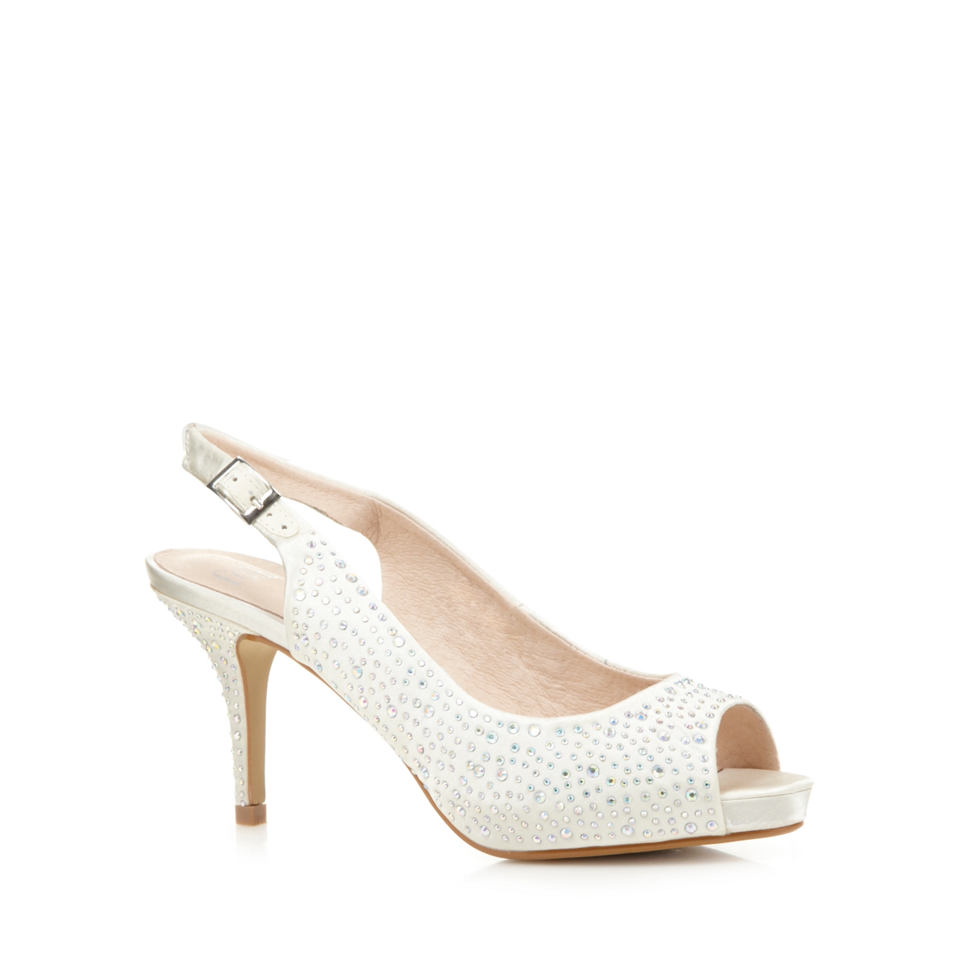 Faith Ivory rhinestone slingback mid court shoes