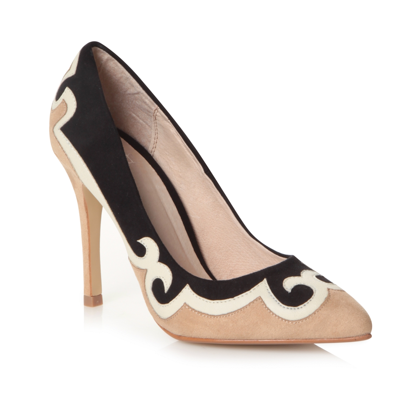 Faith Natural swirl pointed high court shoes