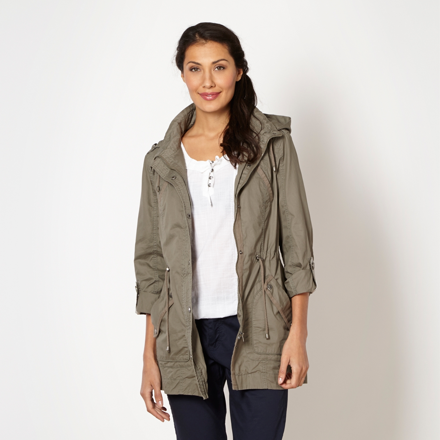 Mantaray Khaki canvas parka jacket