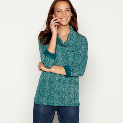 Mantaray - Green fleck cowl neck sweater