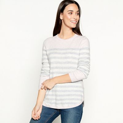Mantaray - Lilac stripe curve hem long sleeves jumper