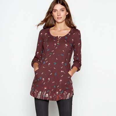 Mantaray - Plum floral print cotton tunic top