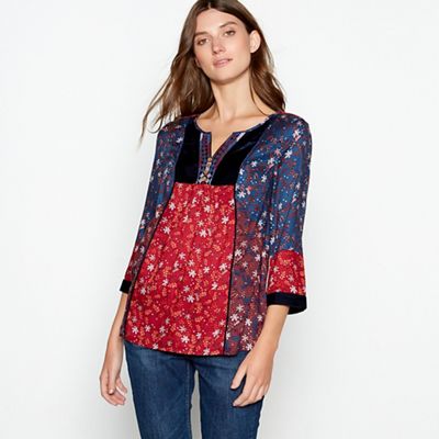 Mantaray - Wine red mixed print tunic top