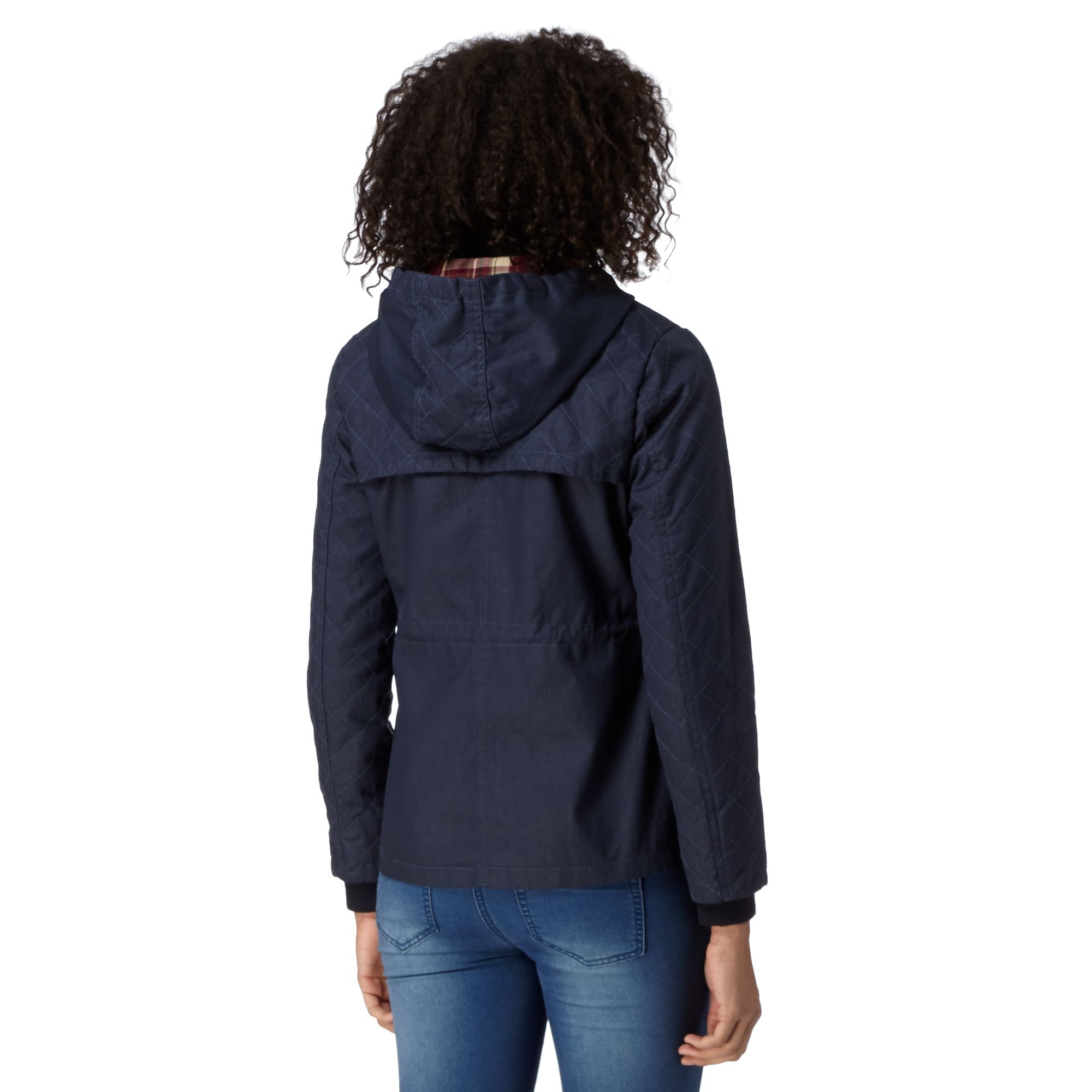 Mantaray Womens Navy Quilted Hooded Wax Jacket From Debenhams | eBay