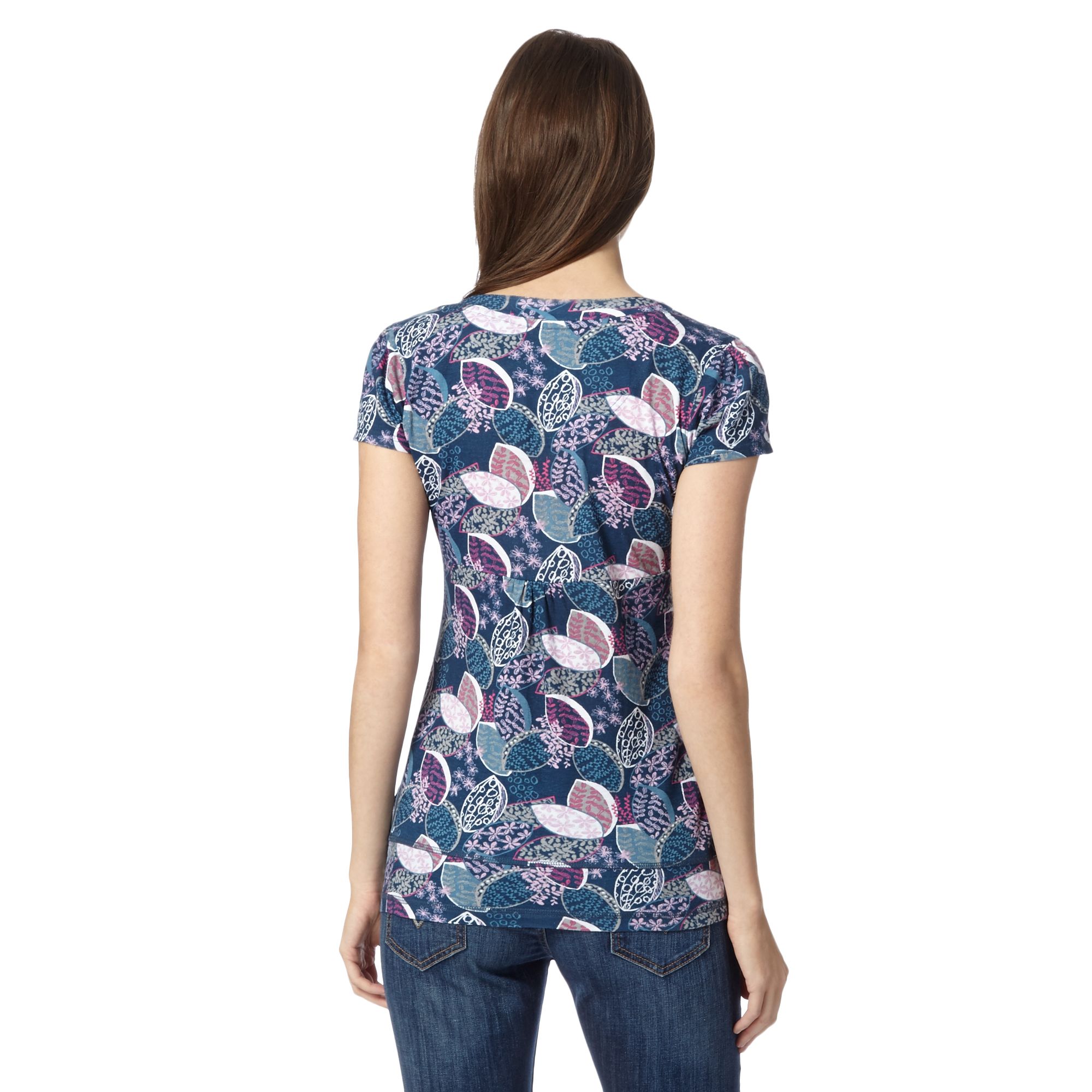 Mantaray Womens Dark Blue Leaf Print Tunic From Debenhams | eBay