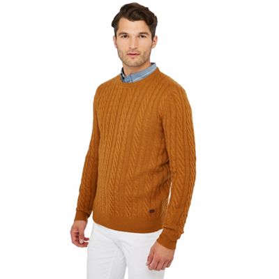 Hammond & Co. by Patrick Grant - Dark yellow cable knit wool rich jumper
