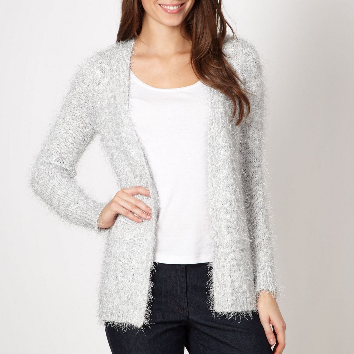 The Collection Light grey eyelash edge to edge cardigan