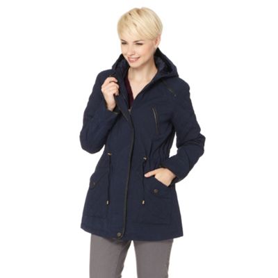 The Collection Navy quilted PU trim hooded jacket | Debenhams