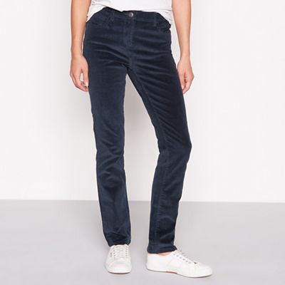 The Collection - Dark green stretch straight cord trousers