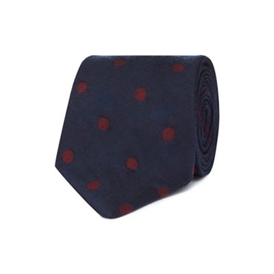 J by Jasper Conran - Navy luxury polka dot slim tie