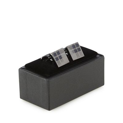 The Collection - Silver checked cufflinks