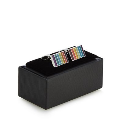 The Collection - Multi-coloured striped rectangle cufflinks