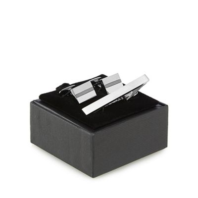 The Collection - Silver stripe cufflinks and tie bar