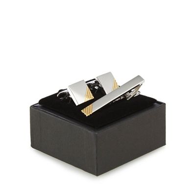 The Collection - Silver textured cufflinks and tie bar