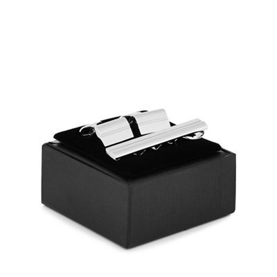 The Collection - Silver textured cufflinks and tie bar