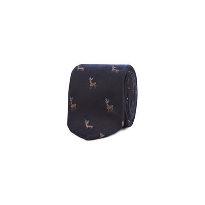 Hammond & Co. by Patrick Grant - Dark green embroidered deer tie