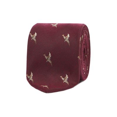 Hammond & Co. by Patrick Grant - Dark red embroidered bird tie