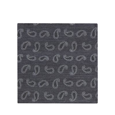 Hammond & Co. by Patrick Grant - Grey Herringbone paisley print pocket square