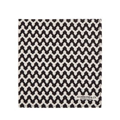 Hammond & Co. by Patrick Grant - Black and white zigzag print pocket square