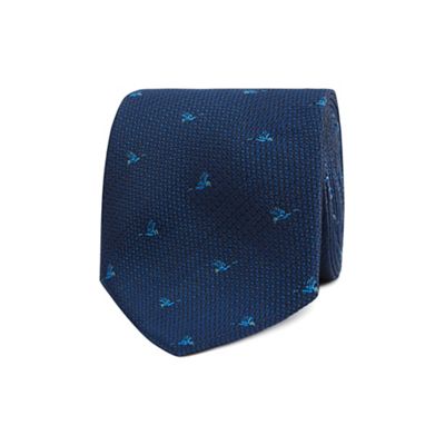 The Collection - Navy bird embroidered tie