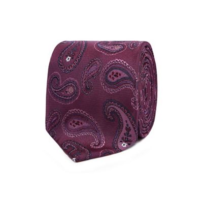 The Collection - Purple paisley embroidered silk tie