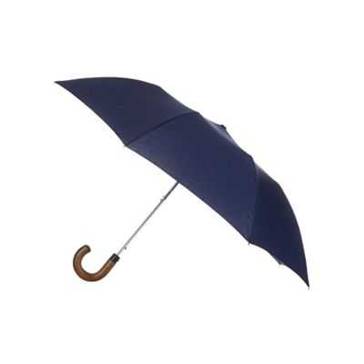 Fulton - Designer navy pinspot crook umbrella