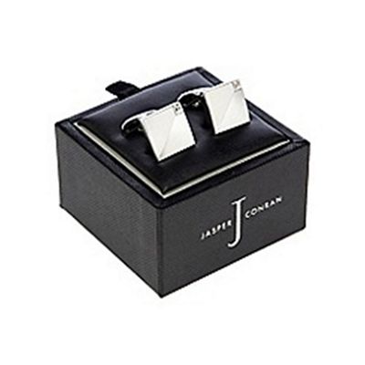 J by Jasper Conran - Silver mixed finish crystal cufflinks in a gift box