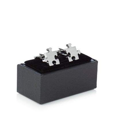 The Collection - Silver jigsaw cufflinks in a gift box