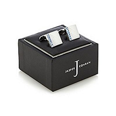 J by Jasper Conran - Designer metal striped  crystal edge cufflinks