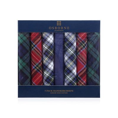 Osborne - Set of seven cotton tartan handkerchiefs