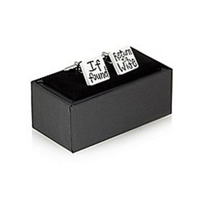 The Collection - White slogan print cufflinks