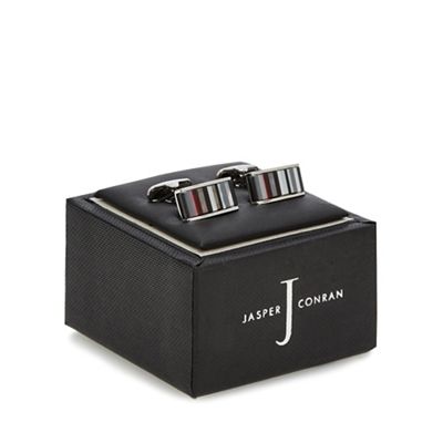 J by Jasper Conran - Red and mother of pearl striped cufflinks in a gift box