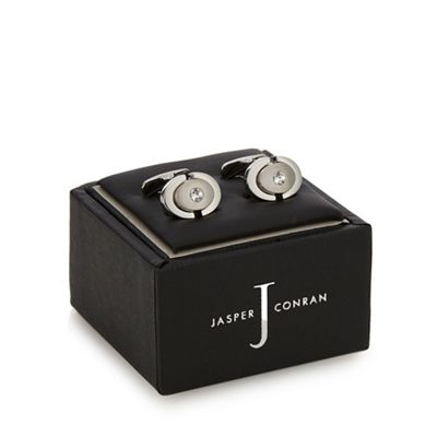 J by Jasper Conran - Silver plated circle stone embellished cufflinks