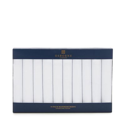 Osborne - Pack of ten white handkerchiefs
