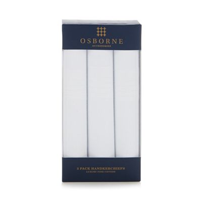Osborne - Pack of three white handkerchiefs