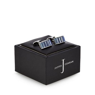 J by Jasper Conran - Blue and mother of pearl striped cufflinks in a gift box