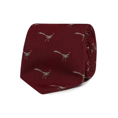 Hammond & Co. by Patrick Grant - Wine red pheasant print tie